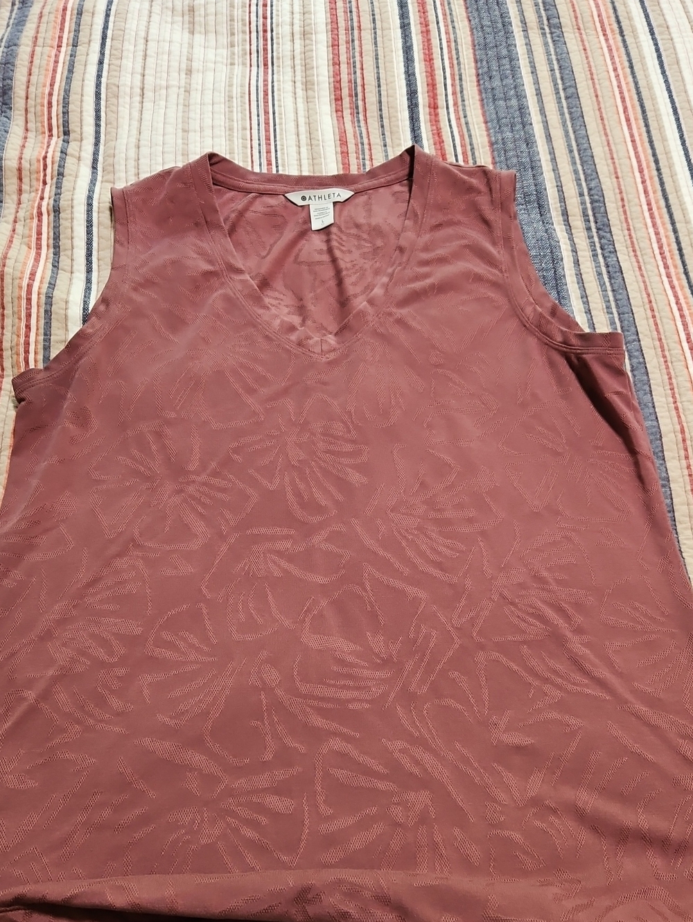 Athleta Rose V-Neck Sleeveless Tank with Subtle Floral Jacquard